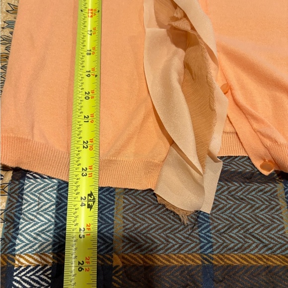 Peach J Crew Cardigan with Ruffle Detail down the front women’s small - Picture 8 of 9